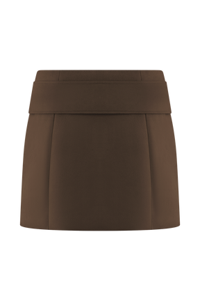 Hayes Faux Suede Belted Mini Skirt - Chocolate