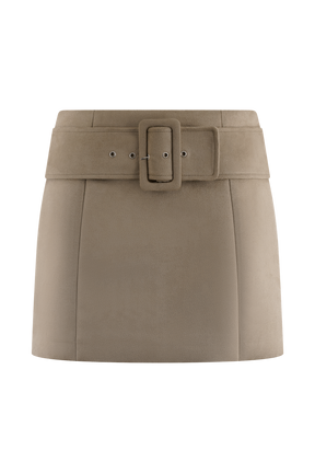 Hayes Faux Suede Belted Mini Skirt - Sand
