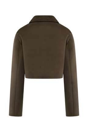 Hayes Faux Suede Collared Jacket - Chocolate