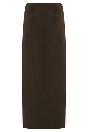 Hayes Faux Suede Midi Skirt - Chocolate