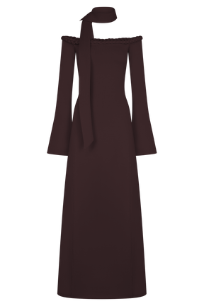 Heidi Strapless Knit Scarf Maxi Dress - Dark Chocolate