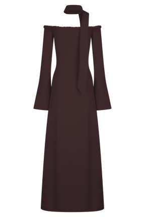 Heidi Strapless Knit Scarf Maxi Dress - Dark Chocolate