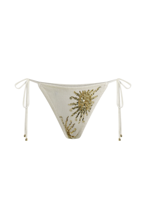 Huntleigh Crochet Bikini Bottom - White & Gold Sunshine Print