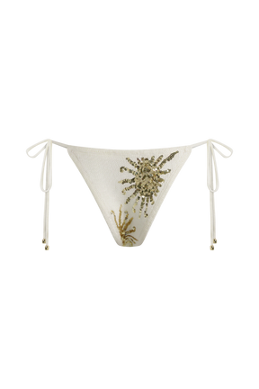 Huntleigh Crochet Bikini Bottom - White & Gold Sunshine Print
