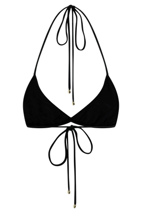 Huntleigh Crochet Bikini Top - Black & Gold Sunshine Print