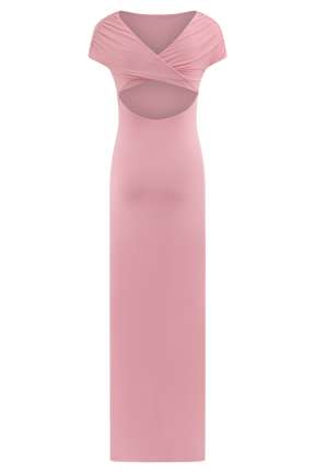 Imogen Off Shoulder Slinky Maxi Dress - Candy Pink