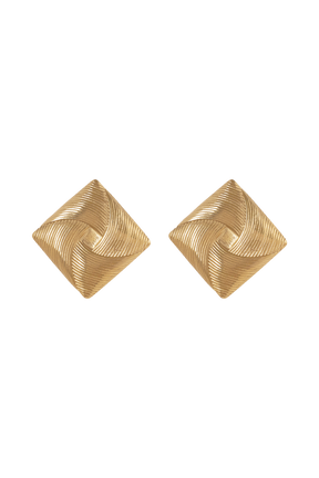 Indira Twisted Square Earrings - Gold