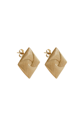 Indira Twisted Square Earrings - Gold