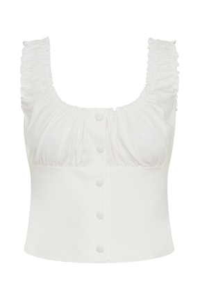 Ines Sleeveless Ruched Top - White