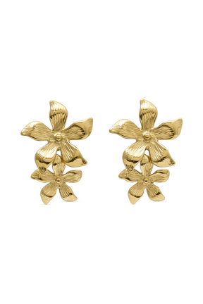 Infatuated Drop Flower Earrings - Gold