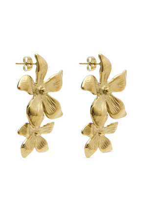 Infatuated Drop Flower Earrings - Gold