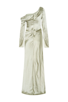 Iris Long Sleeve Satin Maxi Dress - Sage