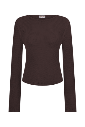 Isabella Long Sleeve Knit Top - Chocolate