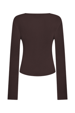 Isabella Long Sleeve Knit Top - Chocolate