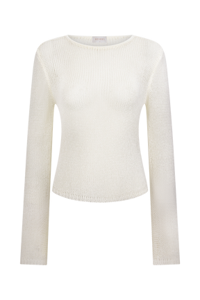 Isabella Long Sleeve Knit Top - White