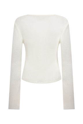 Isabella Long Sleeve Knit Top - White