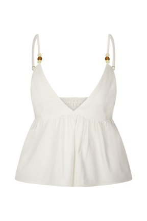 Janayia Cotton Beaded Top - White