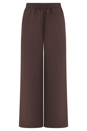 Janayia Cotton Wide Leg Pants - Dark Espresso