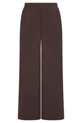 Janayia Cotton Wide Leg Pants - Dark Espresso