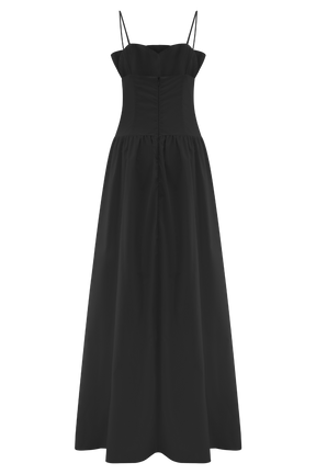Janis Cotton Frill Maxi Dress - Black