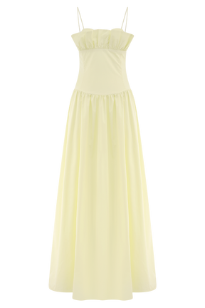 Janis Cotton Frill Maxi Dress - Lemon