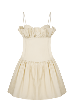 Janis Cotton Frill Mini Dress - Nude