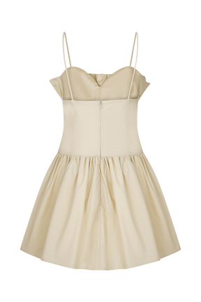Janis Cotton Frill Mini Dress - Nude