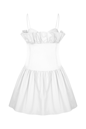 Janis Cotton Frill Mini Dress - White