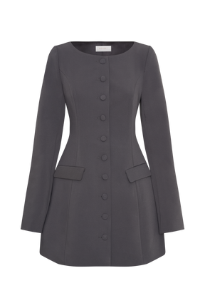Jolie Boat Neck Suiting Mini Dress - Charcoal Grey