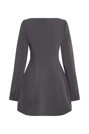 Jolie Boat Neck Suiting Mini Dress - Charcoal Grey