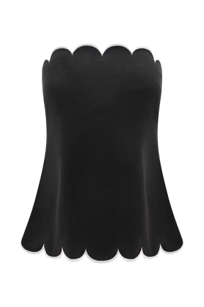 Judith Strapless Scallop Top - Black