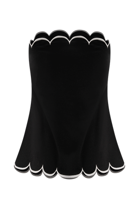 Judith Strapless Scallop Top - Black
