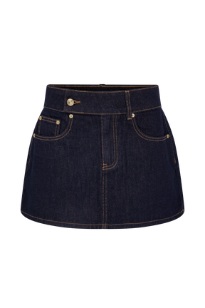 Julienne Denim Mini Skirt - Washed Indigo Blue