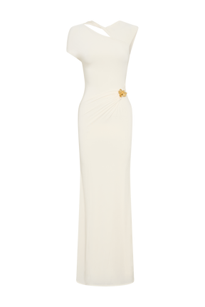 Kaida Slinky Maxi Dress With Hardware - Ivory