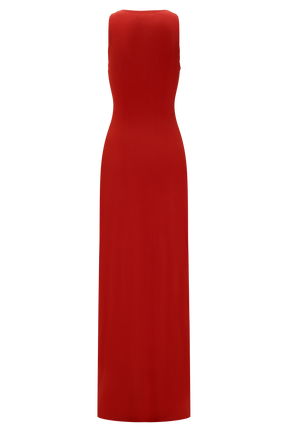 Kaiden Slinky Beaded Maxi Dress - Desert Red