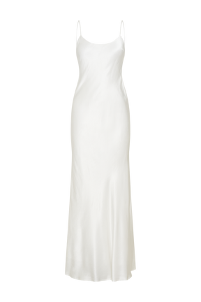 Kailey Low Back Maxi Dress With Detachable Bow Train - White