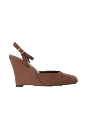 Kaleen Faux Suede Wedge Heel - Chocolate