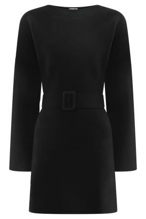 Kassie Belt Tie Knit Mini Dress - Black