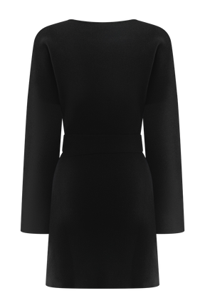 Kassie Belt Tie Knit Mini Dress - Black