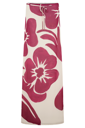 Katalina Chiffon Maxi Skirt - Red Deco Fleur Print