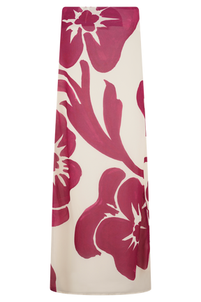 Katalina Chiffon Maxi Skirt - Red Deco Fleur Print
