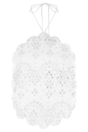 Kensley Broderie Halter Top - White