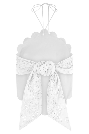 Kensley Broderie Halter Top - White