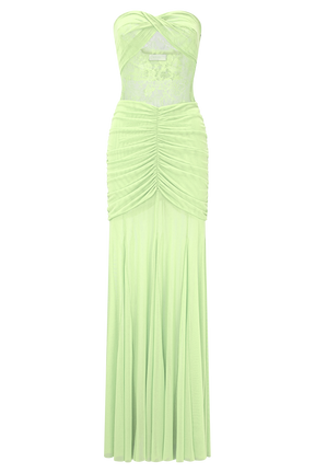 Khadijah Lace And Mesh Maxi Dress - Sage