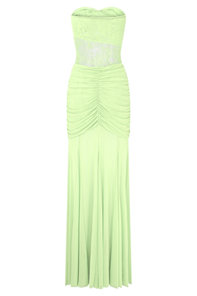 Khadijah Lace And Mesh Maxi Dress - Sage
