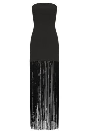 Koah Fringe Bandage Knit Maxi Dress - Black