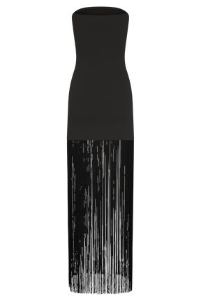 Koah Fringe Bandage Knit Maxi Dress - Black