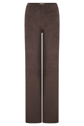 Logan Faux Suede Pants - Dark Chocolate