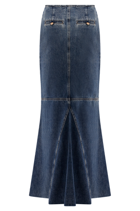 Loretta Denim Maxi Skirt - Washed Dark Blue