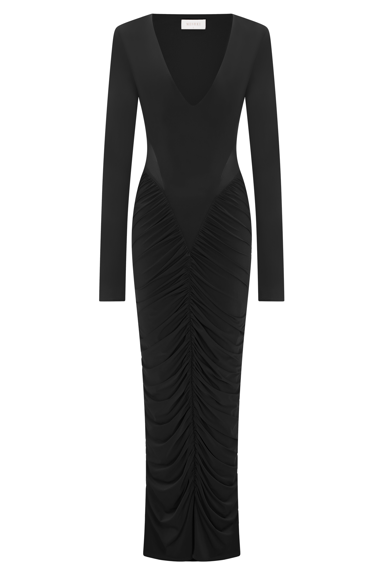 Louanne Slinky Long Sleeve Maxi Dress - Black